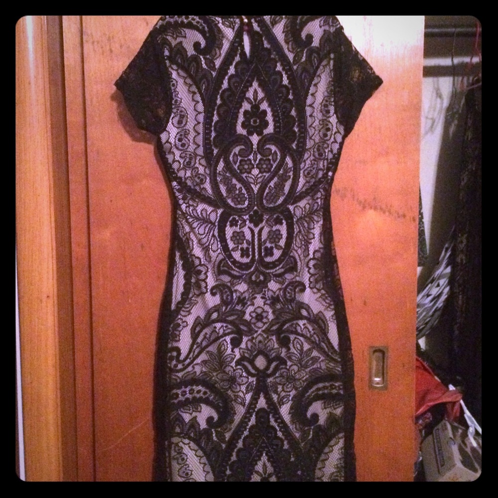 Black/Tan Lace Dress.